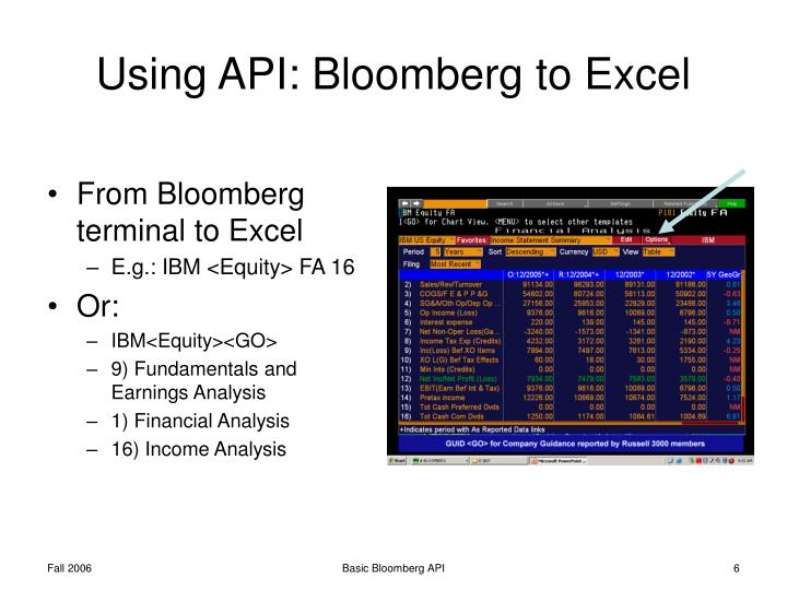 PPT - Basic Bloomberg API PowerPoint Presentation - ID:4653788