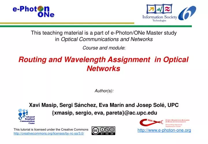 routing and wavelength assignment in optical networks n.