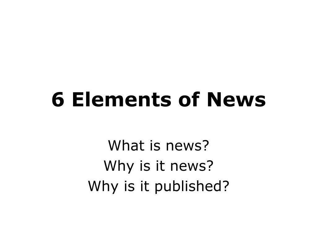 elements of news presentation