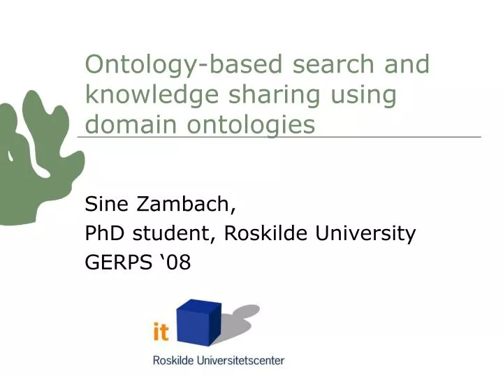 ontology based search and knowledge sharing using domain ontologies n.