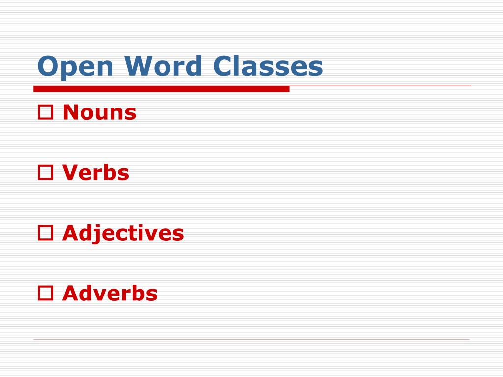 word classes presentation