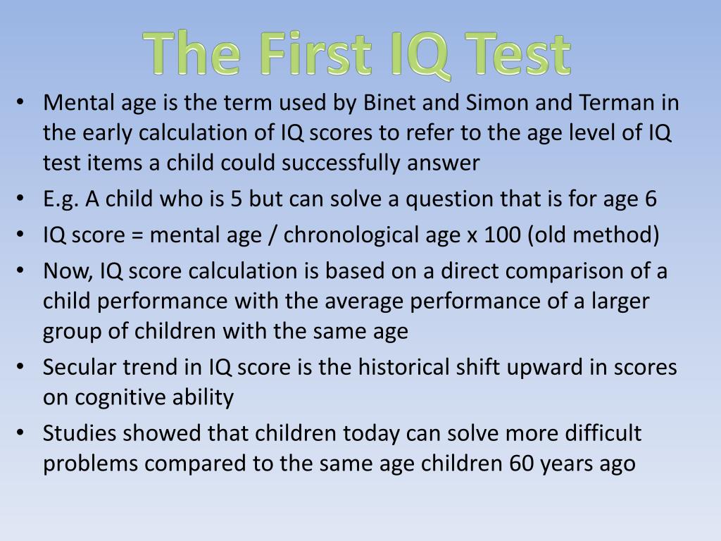 IQ, Intelligence Testing, Cognitive Ability & Mental Age