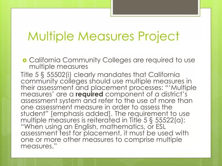 multiple measures project n.