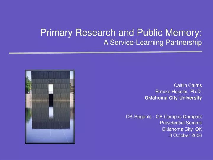 primary research and public memory a service learning partnership n.