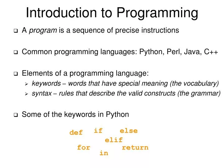 PPT - Introduction to Programming PowerPoint Presentation, free ...