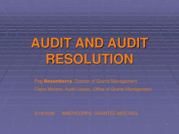 audit and audit resolution n.