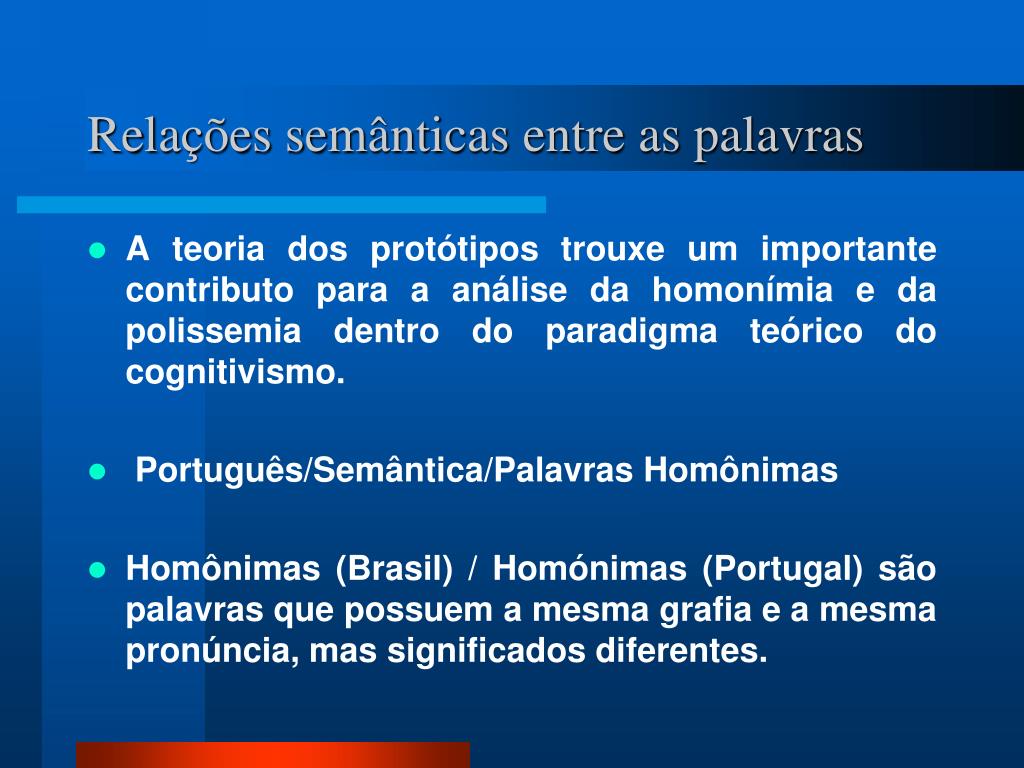 Homonímia e Polissemia - Português