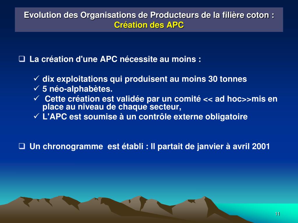 PPT - Communication sur « l'évolution des Organisations de Producteurs de  la filière coton du Mali » PowerPoint Presentation - ID:4663639