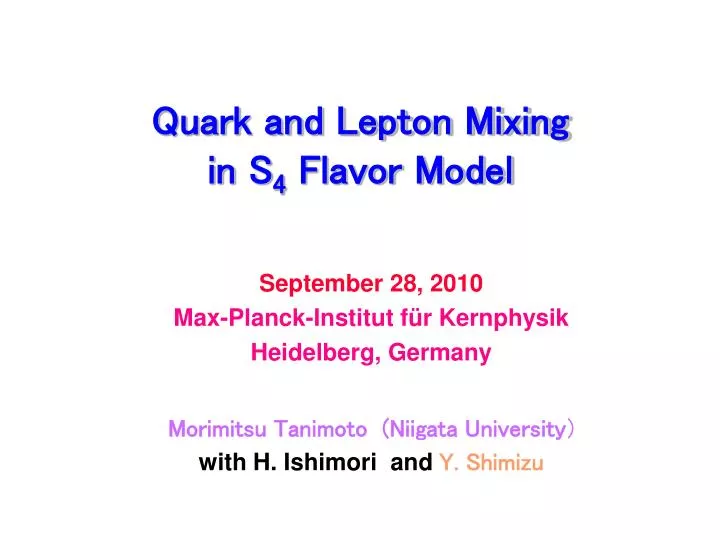 quark and lepton mixing in s 4 flavor model n.