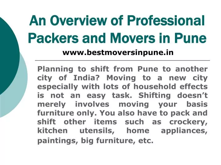 an overview of professional packers and movers in pune n.