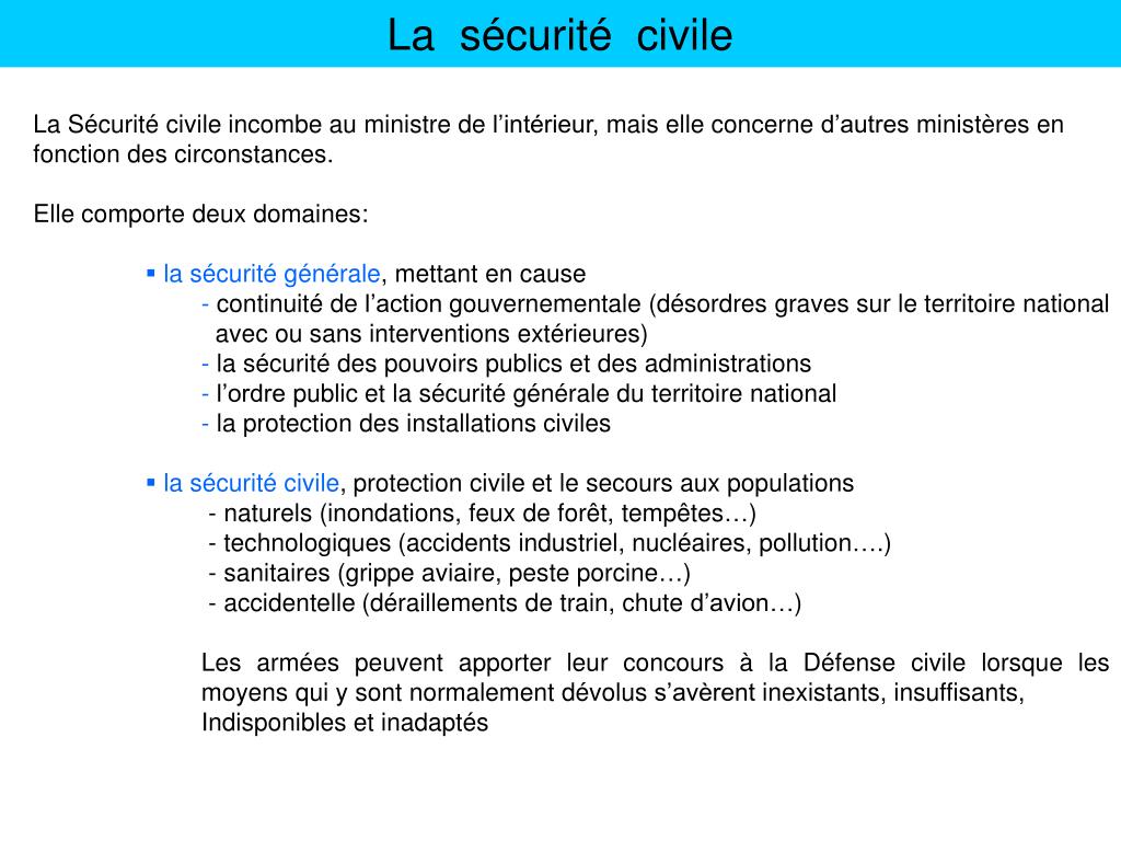 PPT - La Sécurité Civile PowerPoint Presentation, Free Download - ID ...