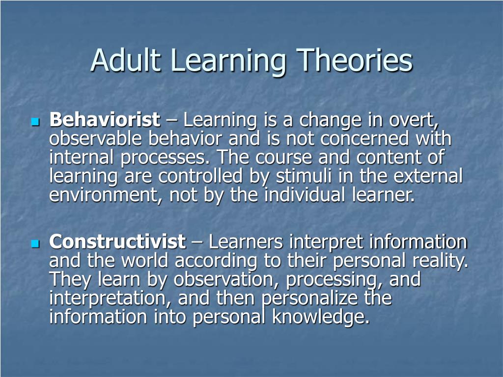 PPT - Learning Theories And Adult Education PowerPoint Presentation ...