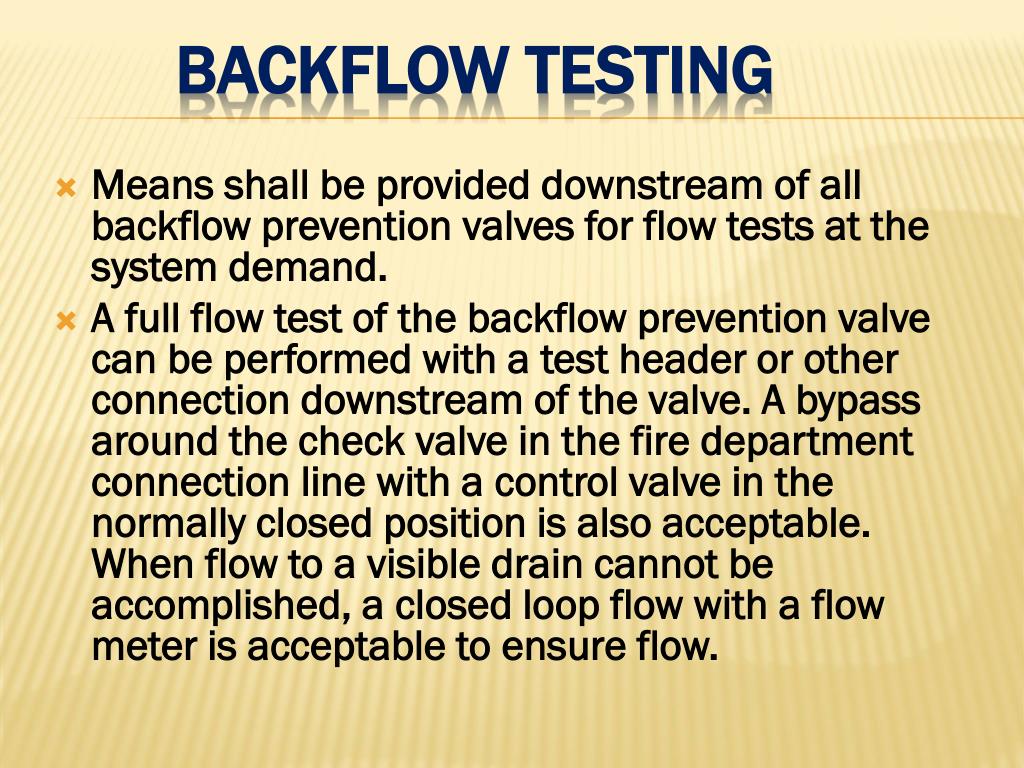 backflow forward flow test