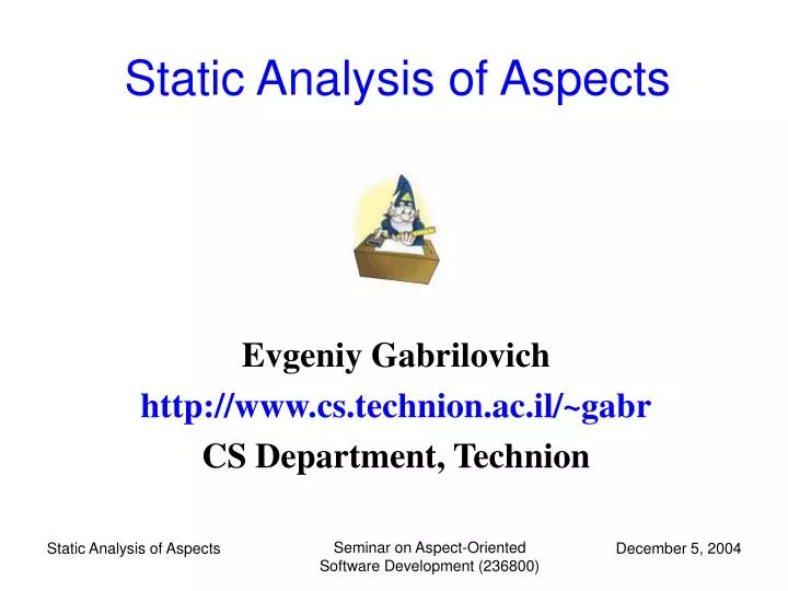 static analysis of aspects n.