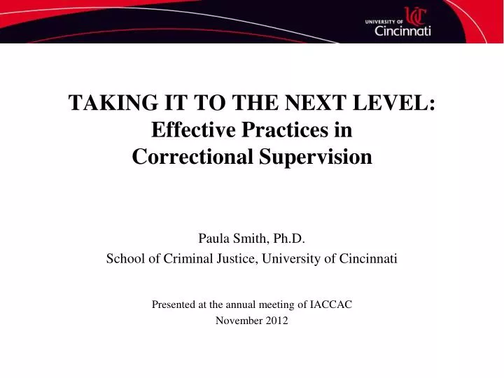 taking it to the next level effective practices in correctional supervision n.