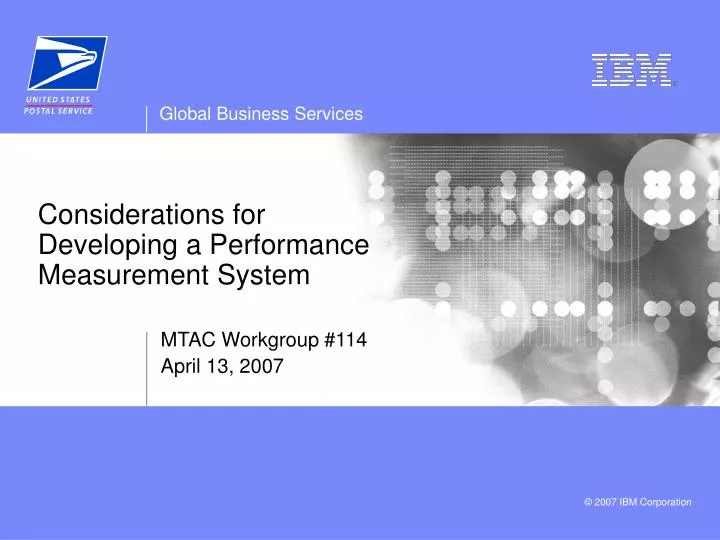 PPT Considerations For Developing A Performance Measurement System