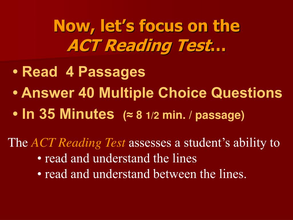 PPT ACT Reading Strategies PowerPoint Presentation, free download