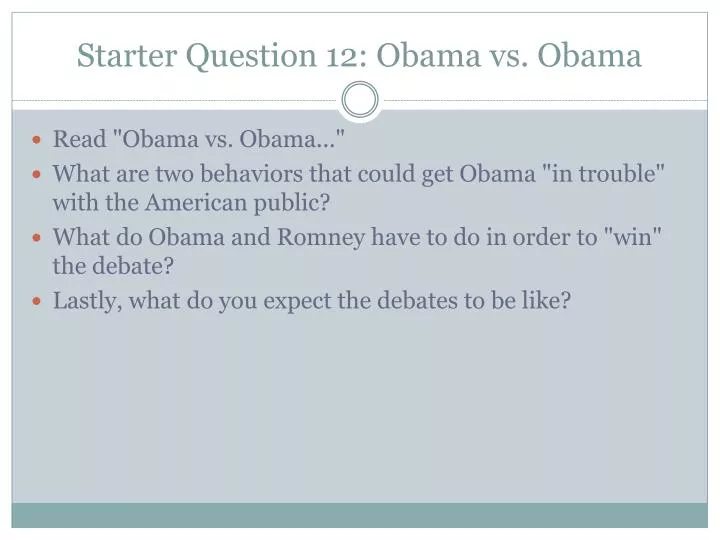 starter question 12 obama vs obama n.