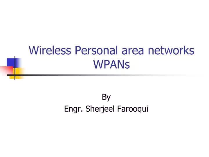 wireless personal area networks wpans n.