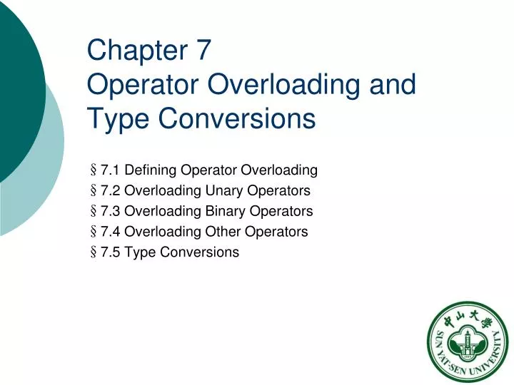 PPT - Chapter 7 Operator Overloading and Type Conversions PowerPoint ...