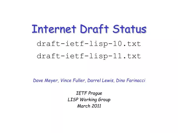 internet draft status draft ietf lisp 10 txt draft ietf lisp 11 txt n.