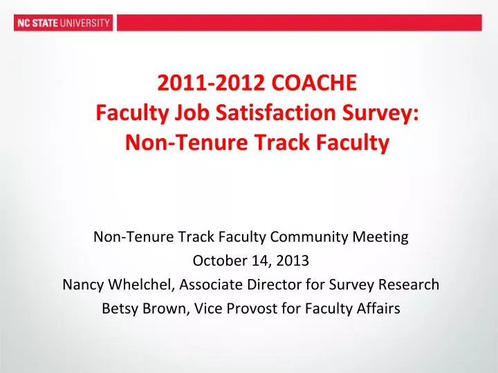 2011 2012 coache faculty job satisfaction survey non tenure track faculty n.