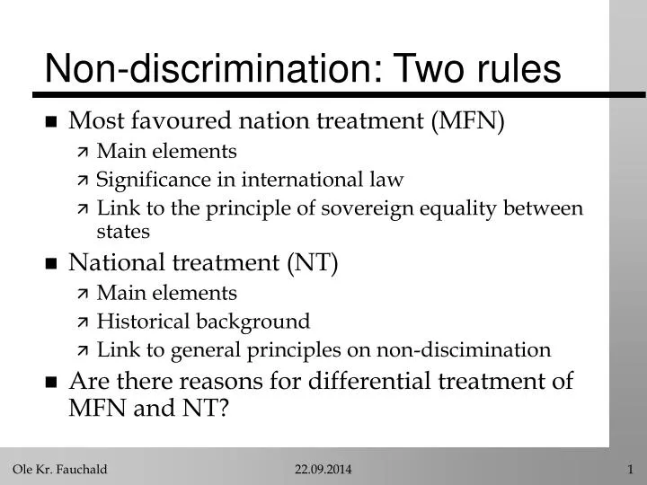 non discrimination two rules n.