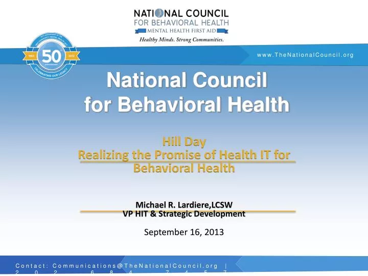 PPT National Council for Behavioral Health PowerPoint Presentation