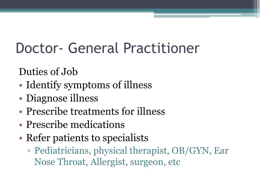 Job role of a general practitioner