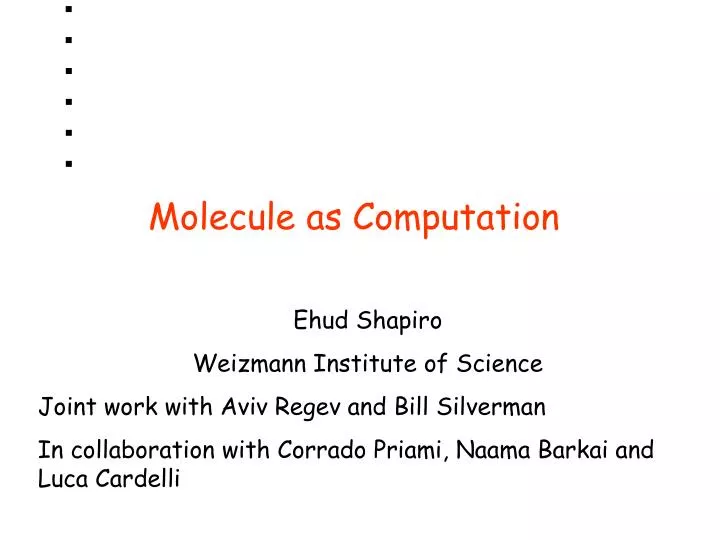 PPT - Molecule as Computation PowerPoint Presentation, free download ...