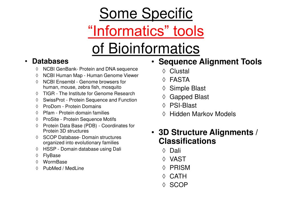 PPT - Some Specific “Informatics” tools of Bioinformatics PowerPoint  Presentation - ID:4688213