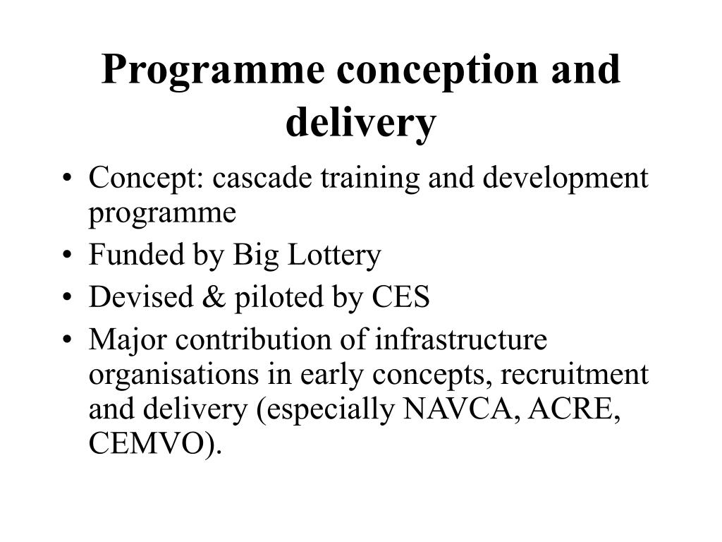 Conception Programme PPT - NAVCA Annual Conference 2006 The National Outcomes Dissemination ...