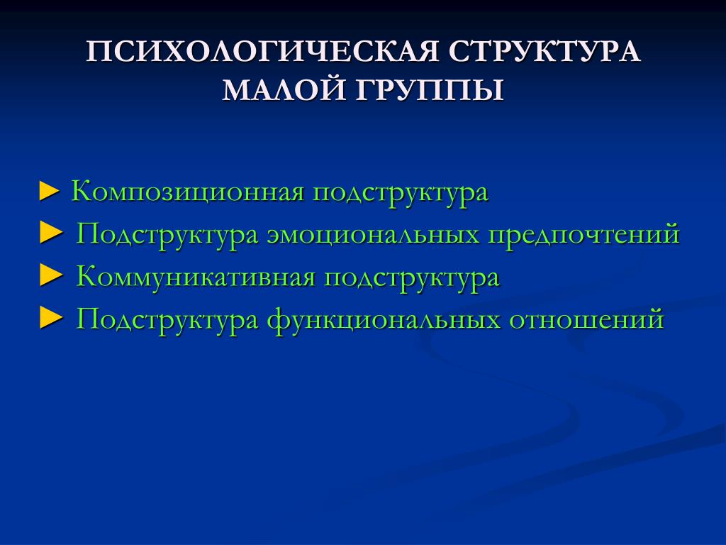 Структура малой группы пример