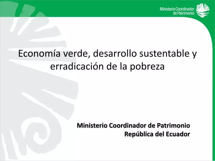 Ppt Economia Verde Desarrollo Sustentable Y Erradicacion De La