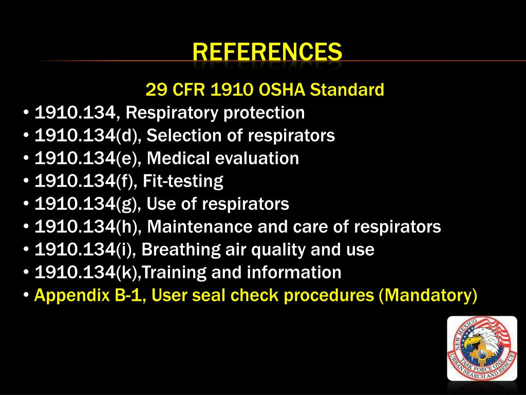 Ppt nm tf1 respiratory protection 29 cfr 1910 134 powerpoint