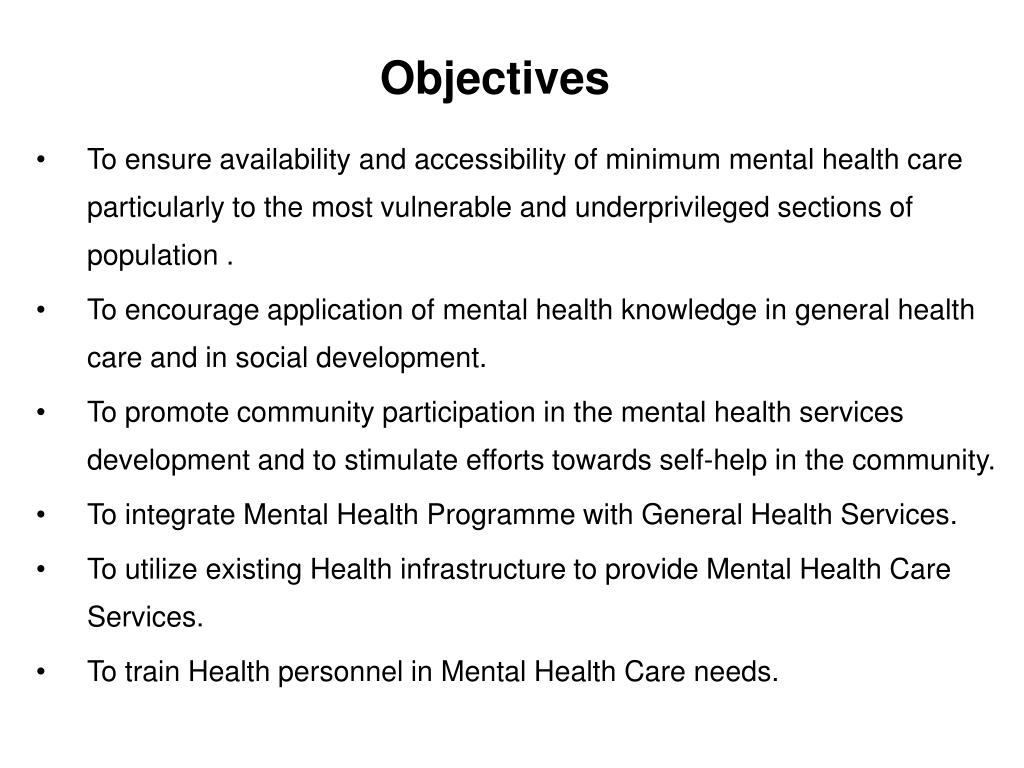 research objectives on mental health