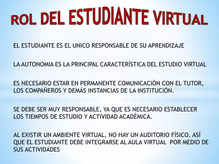 PPT - ROL DEL ESTUDIANTE VIRTUAL PowerPoint Presentation, free ...