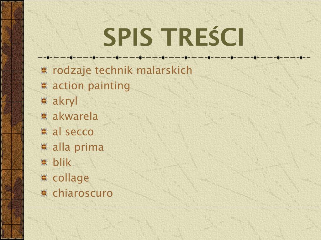 Techniki Malarskie Prezentacja Dla Dzieci PPT - TECHNIKI MALARSKIE PowerPoint Presentation, free download - ID