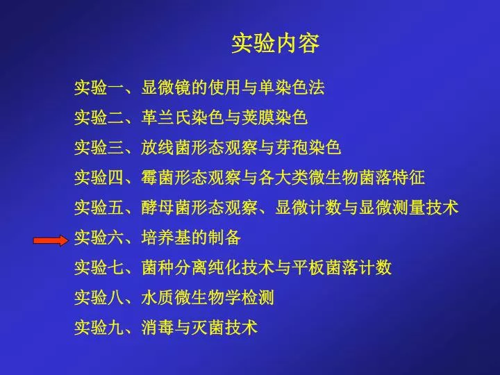 Ppt 实验内容实验一 显微镜的使用与单染色法实验二 革兰氏染色与荚膜染色实验三 放线菌形态观察与芽孢染色 实验四 霉菌形态观察与各大类微生物菌落特征实验五 酵母菌形态观察 显微计数与显微测量技术