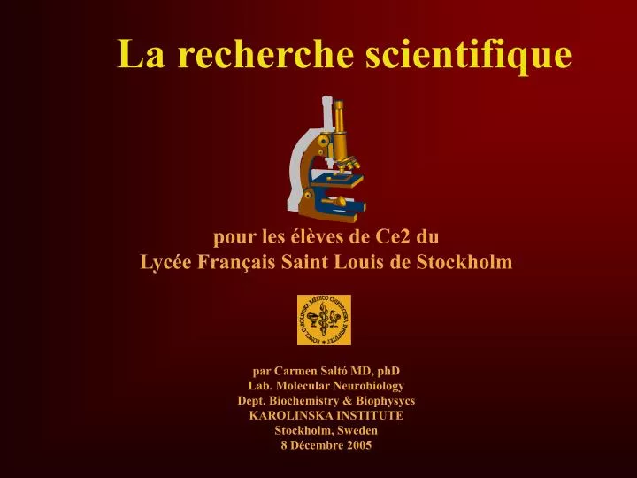 PPT - La recherche scientifique PowerPoint Presentation, free download