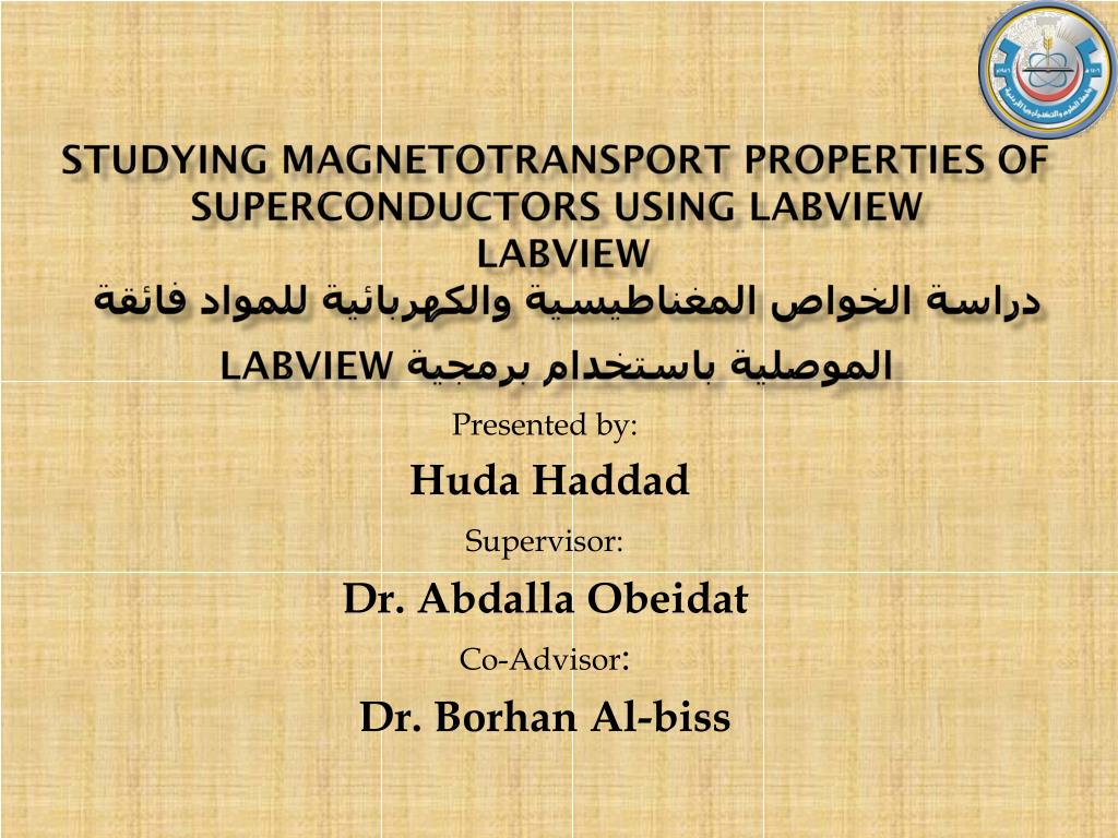 PPT - Presented by: Huda Haddad Supervisor: Dr. Abdalla Obeidat Co-Advisor  : Dr. Borhan Al-biss PowerPoint Presentation - ID:4702095