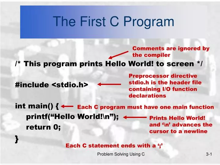 PPT - The First C Program PowerPoint Presentation, free download - ID ...