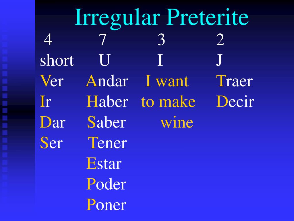 PPT - Conjugating Verbs in the Preterite Tense PowerPoint Presentation