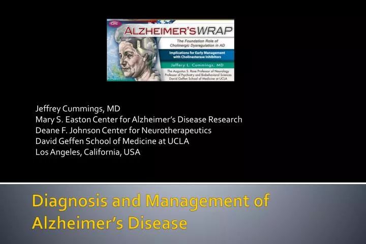 diagnosis and management of alzheimer s disease n.