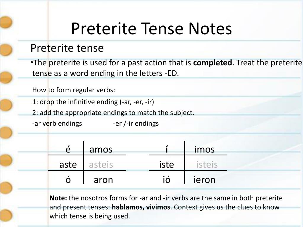 Preterite Tense Review Worksheet