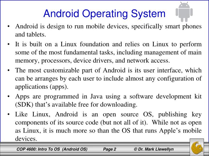 PPT - COP 4600 – Summer 2014 Introduction To Operating Systems Android ...