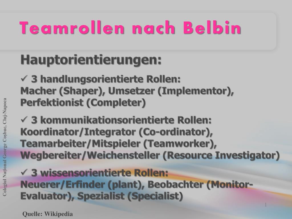 PPT - Teamrollen nach Belbin PowerPoint Presentation, free download -  ID:4708215