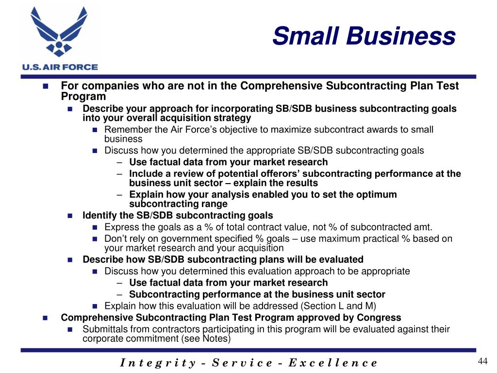 Small Business Subcontracting Plan Template