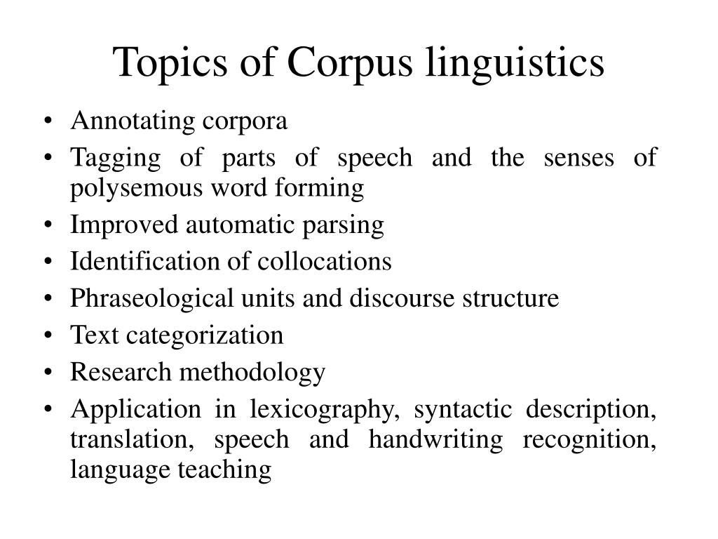 corpus linguistics term paper topics