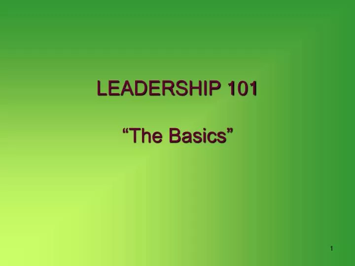 leadership 101 the basics n.